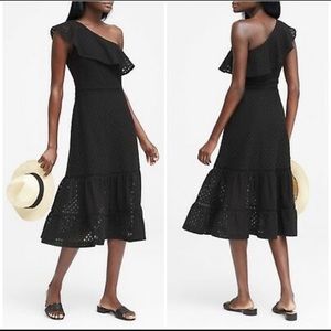 Black lace one shoulder dress